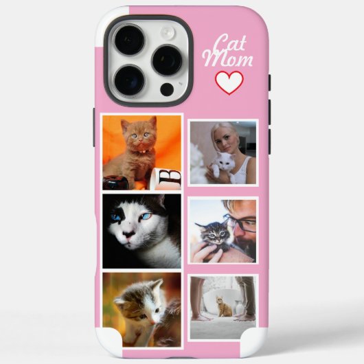 Benutzerdefinierte Katzenmutter-Foto-Collage Rosa Case-Mate iPhone Hülle (Rückseite)