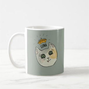 Benutzerdefinierte Katzenname-Kunst - Dicke weiße Kaffeetasse