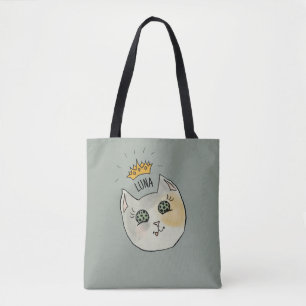 Benutzerdefinierte Katzenname-Kunst - Dicke weiße Tasche