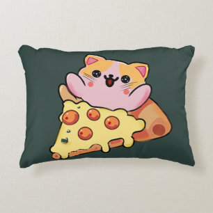 Benutzerdefinierte Kawaii-Katze, die eine Pepperon Dekokissen