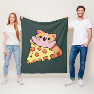 Benutzerdefinierte Kawaii-Katze, die eine Pepperon Fleecedecke