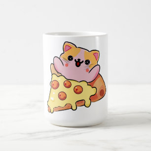 Benutzerdefinierte Kawaii-Katze, die eine Pepperon Kaffeetasse