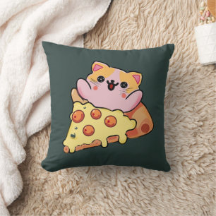 Benutzerdefinierte Kawaii-Katze, die eine Pepperon Kissen