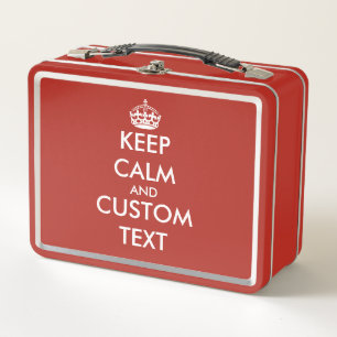 Benutzerdefinierte 'keep calm and carry on' rote M Metall Brotdose
