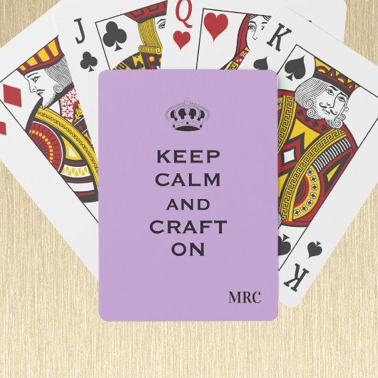 Benutzerdefinierte Keep Calm Lavendel Monogramm Sp Spielkarten