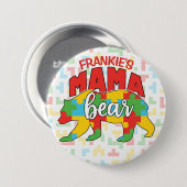 Benutzerdefinierte Kinder NAME Mama Bear Autismus  Button (Vorne & Hinten)