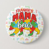 Benutzerdefinierte Kinder NAME Mama Bear Autismus  Button (Vorderseite)