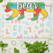 Benutzerdefinierte Kinder NAME Mama Bear Autismus  Geschirrtuch (Gefaltet)
