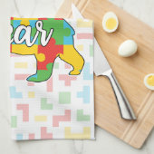 Benutzerdefinierte Kinder NAME Mama Bear Autismus  Geschirrtuch (Viertel Falte)