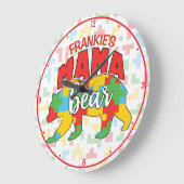 Benutzerdefinierte Kinder NAME Mama Bear Autismus Große Wanduhr (Winkel)