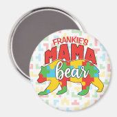 Benutzerdefinierte Kinder NAME Mama Bear Autismus  Magnet (Vorderseite/Rückseite)