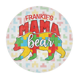 Benutzerdefinierte Kinder NAME Mama Bear Autismus Schneidebrett