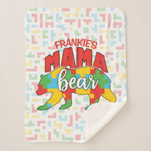 Benutzerdefinierte Kinder NAME Mama Bear Autismus  Sherpadecke