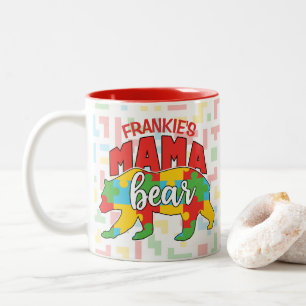 Benutzerdefinierte Kinder NAME Mama Bear Autismus  Zweifarbige Tasse