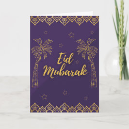 Benutzerdefinierte Klassik Traditionelle Lila Eid Feiertagskarte