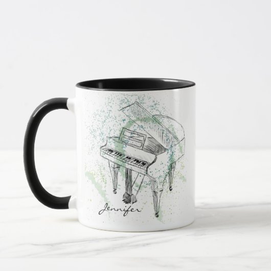 Benutzerdefinierte Klavierillustrationskunst Zeich Tasse (Links)