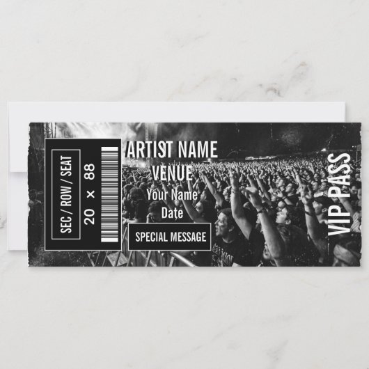 Benutzerdefinierte Konzert-Ticket-Geschenkidee DIY Einladung (Vorderseite)
