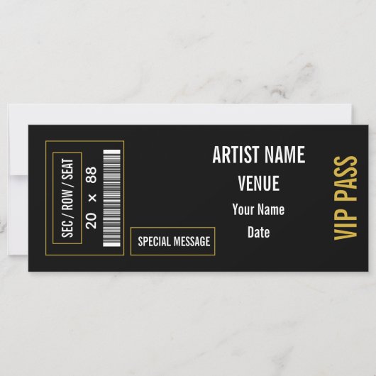 Benutzerdefinierte Konzert-Ticket-Geschenkidee DIY Einladung (Vorderseite)