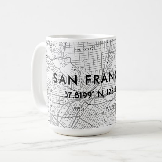Benutzerdefinierte Koordinaten für San Francisco B Kaffeetasse (Vorderseite Links)