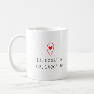 Benutzerdefinierte Koordinaten Herz Standort Valen Kaffeetasse
