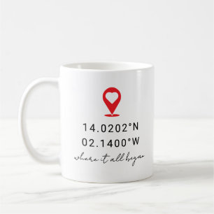 Benutzerdefinierte Koordinaten Ort Valentinstag Ge Kaffeetasse
