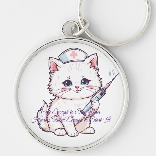 Benutzerdefinierte Krankenschwester Katze Ausreich Schlüsselanhänger (Vorne)