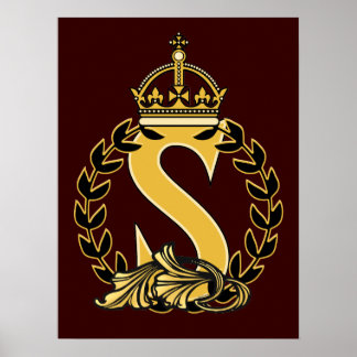 Benutzerdefinierte Kronenmonogramm - S Poster