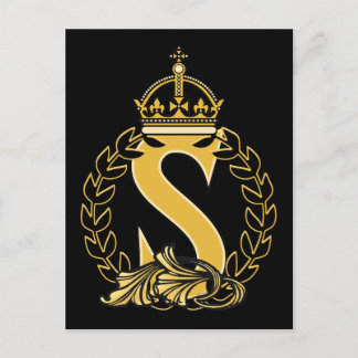 Benutzerdefinierte Kronenmonogramm - S Postkarte