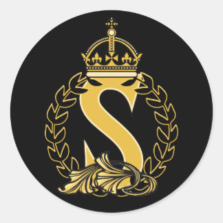 Benutzerdefinierte Kronenmonogramm - S Runder Aufkleber