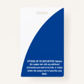 Benutzerdefinierte, kurvte FarbeBlock Dunkelblau B Ausweis (Rückseite)