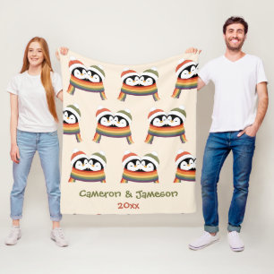 Benutzerdefinierte Kuschel-Stolz-Pinguine Weihnach Fleecedecke