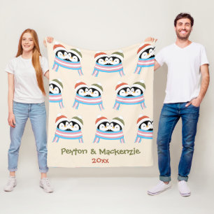 Benutzerdefinierte Kuschel-Trans-Pinguine Weihnach Fleecedecke