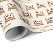 Benutzerdefinierte kuschelige Pride-Pinguine Weihn Geschenkpapier (Rolleneckpunkt)