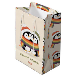 Benutzerdefinierte kuschelige Pride-Pinguine Weihn Mittlere Geschenktüte