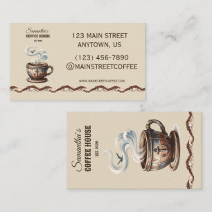 Benutzerdefinierte Küsten-Café-Branding Visitenkarte