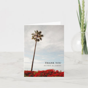 Benutzerdefinierte Küsten-Wildblumen-Strandhochzei Dankeskarte