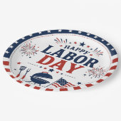 Benutzerdefinierte Labor-Day-Papierplatten für pat Pappteller (Schrägansicht)