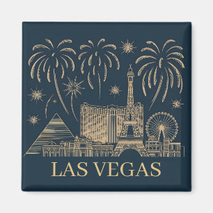 Benutzerdefinierte Las Vegas Skyline Goldlinienkun Magnet