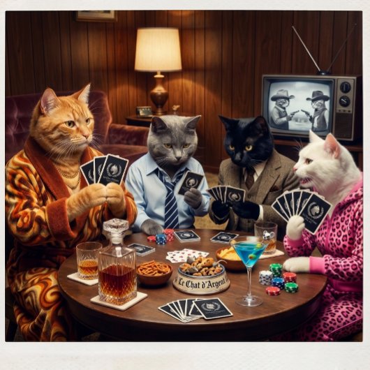 Benutzerdefinierte Le Chat d'Argent Noire Personal Spielkarten