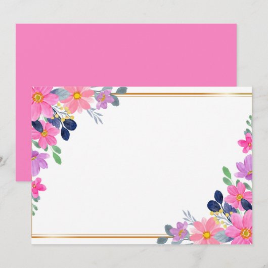 Benutzerdefinierte leere Hot Pink Blumen Save The Date (Vorne/Hinten)