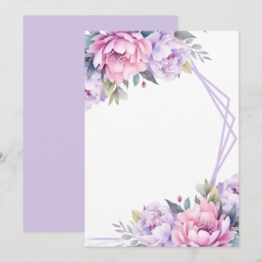 Benutzerdefinierte leere lila rosa Blumen Save The Date (Vorne/Hinten)