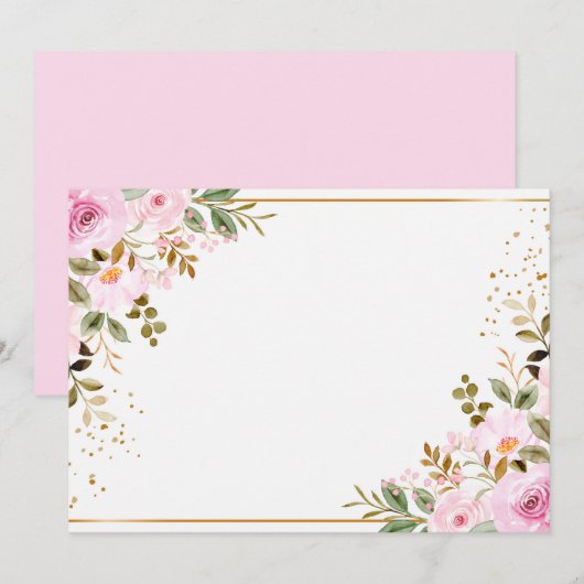 Benutzerdefinierte leere rosa Blumen Save The Date (Vorne/Hinten)