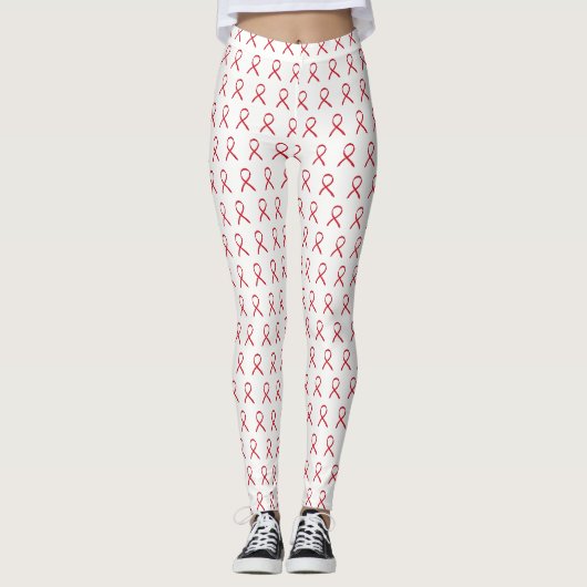 Benutzerdefinierte Leggings der Red Awareness Ribb (Vorderseite)