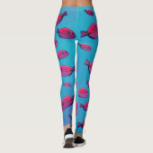 Benutzerdefinierte Leggings mit rosa Fischen (Rückseite)