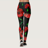 Benutzerdefinierte Leggings mit roter Mohnblume (Rückseite)