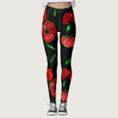 Benutzerdefinierte Leggings mit roter Mohnblume (Vorderseite)