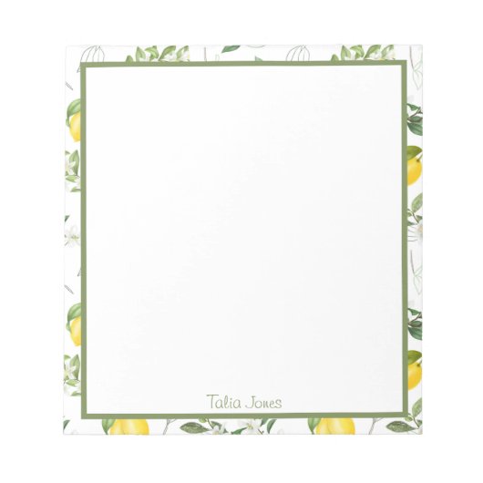 Benutzerdefinierte Lemon- und Blume-Notepad Notizblock (Vorderseite)
