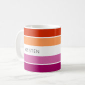 Benutzerdefinierte Lesben-Flag-Farben Streifen mit Kaffeetasse (Vorderseite Links)