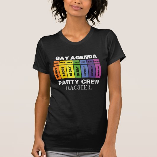 Benutzerdefinierte LGBT Party Crew Gay Agenda Rain T-Shirt (Vorderseite)