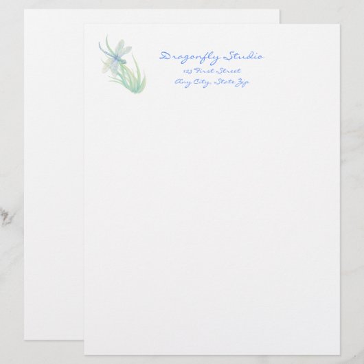 Benutzerdefinierte Libelle in Blau und Grün Briefbogen (Vorne/Hinten)